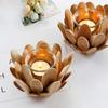 Exquisitely Crafted European Wooden Candle Holder with Lotus Petal Shape for Nordic Home Decoration
