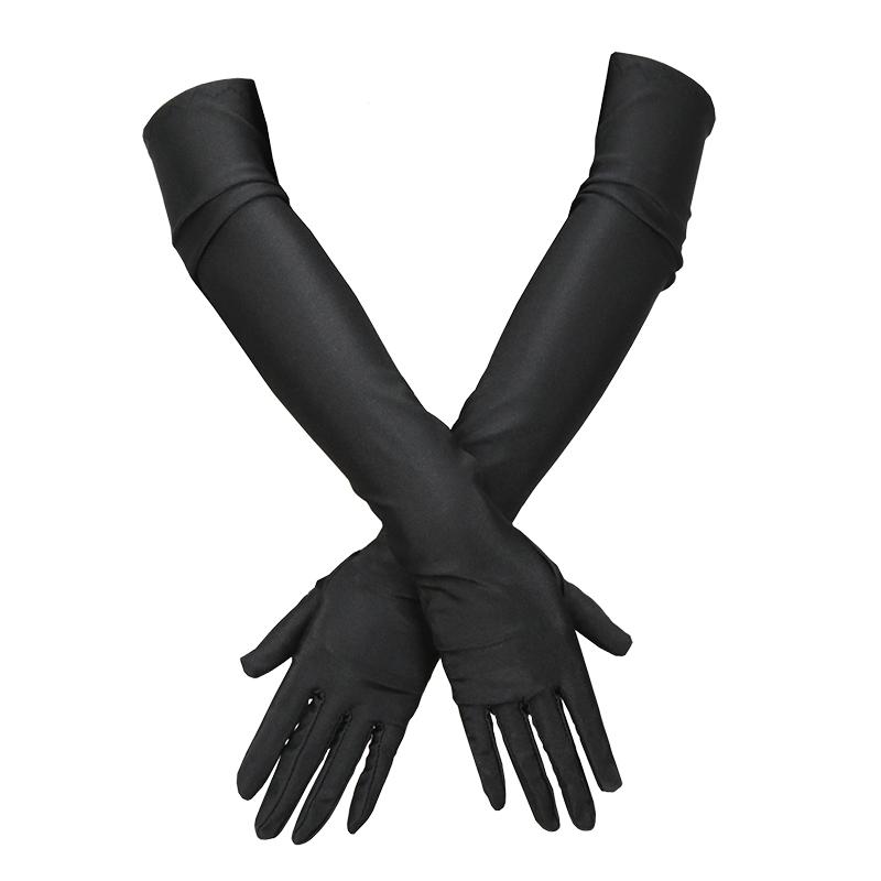 Women Long Gloves Finger Elbow Protection Opera Evening Party Prom Costume Adult Fashion Accessories Breathable Black Mittens