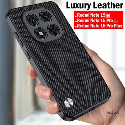 For Redmi Note 15 Pro / Note 15 Pro Plus 5G Case Fiber Texture PU-Leather Phone Funda Cover for Xiaomi Redmi Note 15 5G Capa
