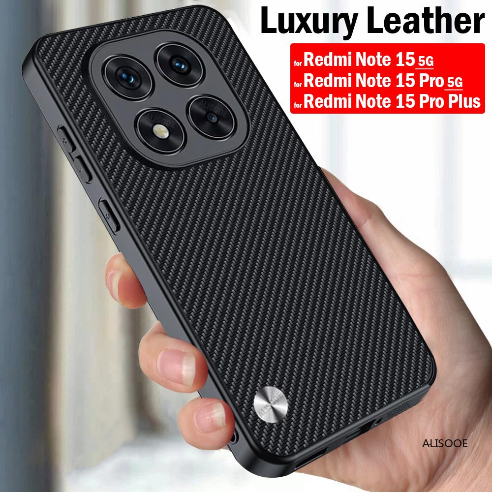 Pro Redmi Note 15 Pro / Note 15 Pro Plus 5G Pouzdro Vláknová textura PU-Kůže Telefon Funda Kryt pro Xiaomi Redmi Note 15 5G Capa
