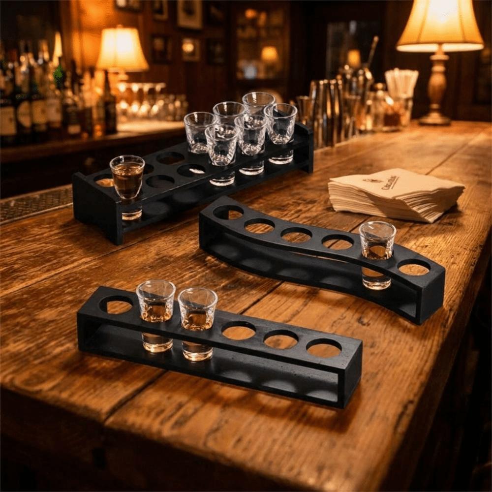 Platzsparendes Shotglas-Halter-Rundloch-Weinbecher-Regal Bambus-Shotglas-Tablett Küche