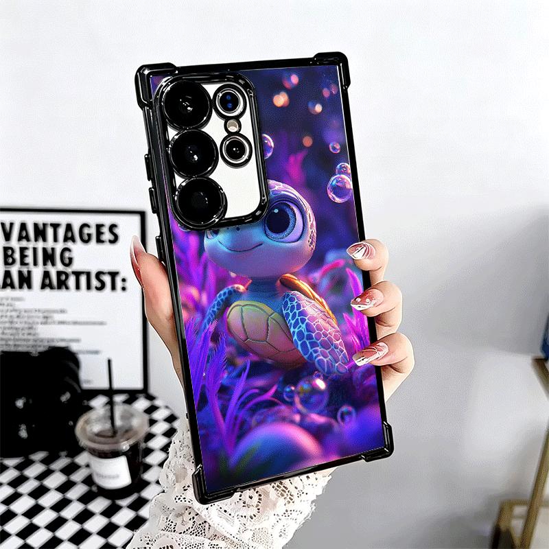Cartoon Ocean Sea Turtle Plating Phone Case For Samsung Galaxy S24 S25 FE S26 Edge S23 Ultra S22 S21 Plus S20 Anti-Fall Airabag
