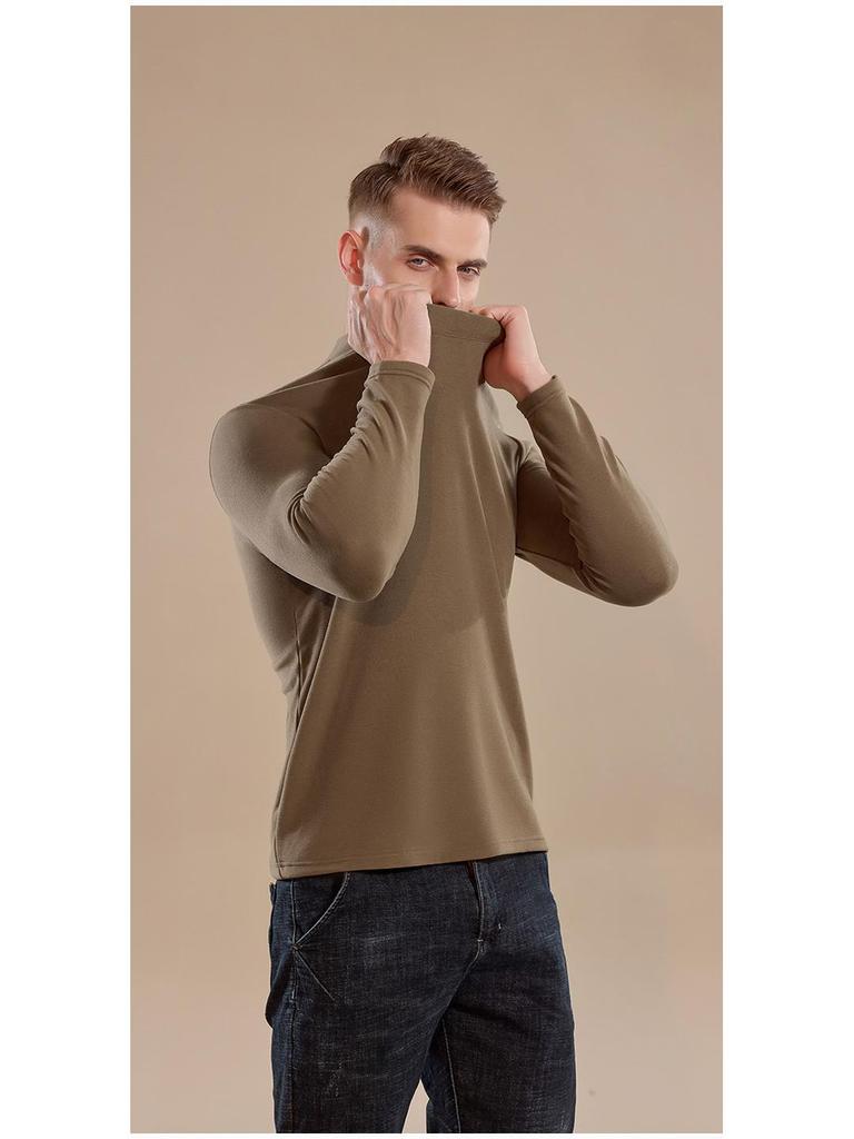 Men's Half-High Collared German Cashmere Thermal Top - Antibacterial, Warm, Versatile Long-Sleeve Shirt.
