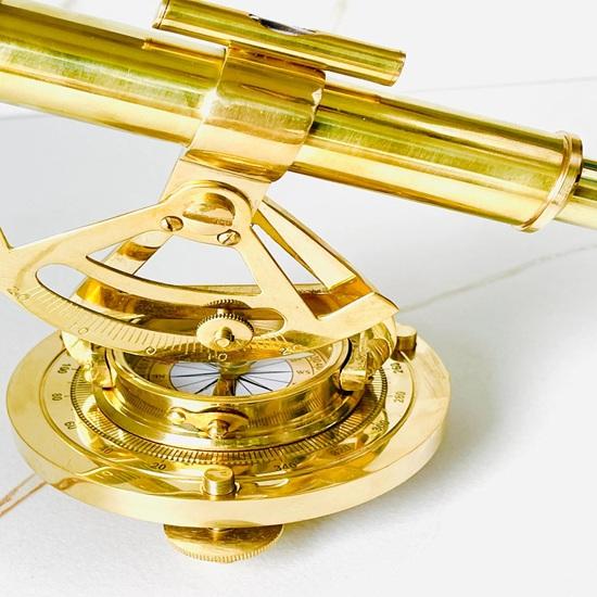 13.97 Cm Brass Alidade Telescope Compass Nautical Navigation Gift Maritime Surveyor Collectible Desk Decor