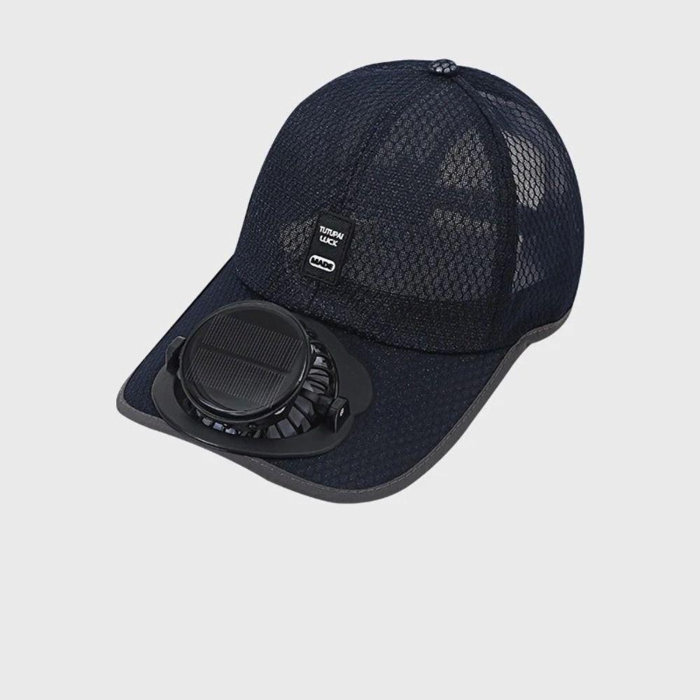 Strong Wind Baseball Cap with Fan UV Protection Breathable Mesh Sun Hat  Beach