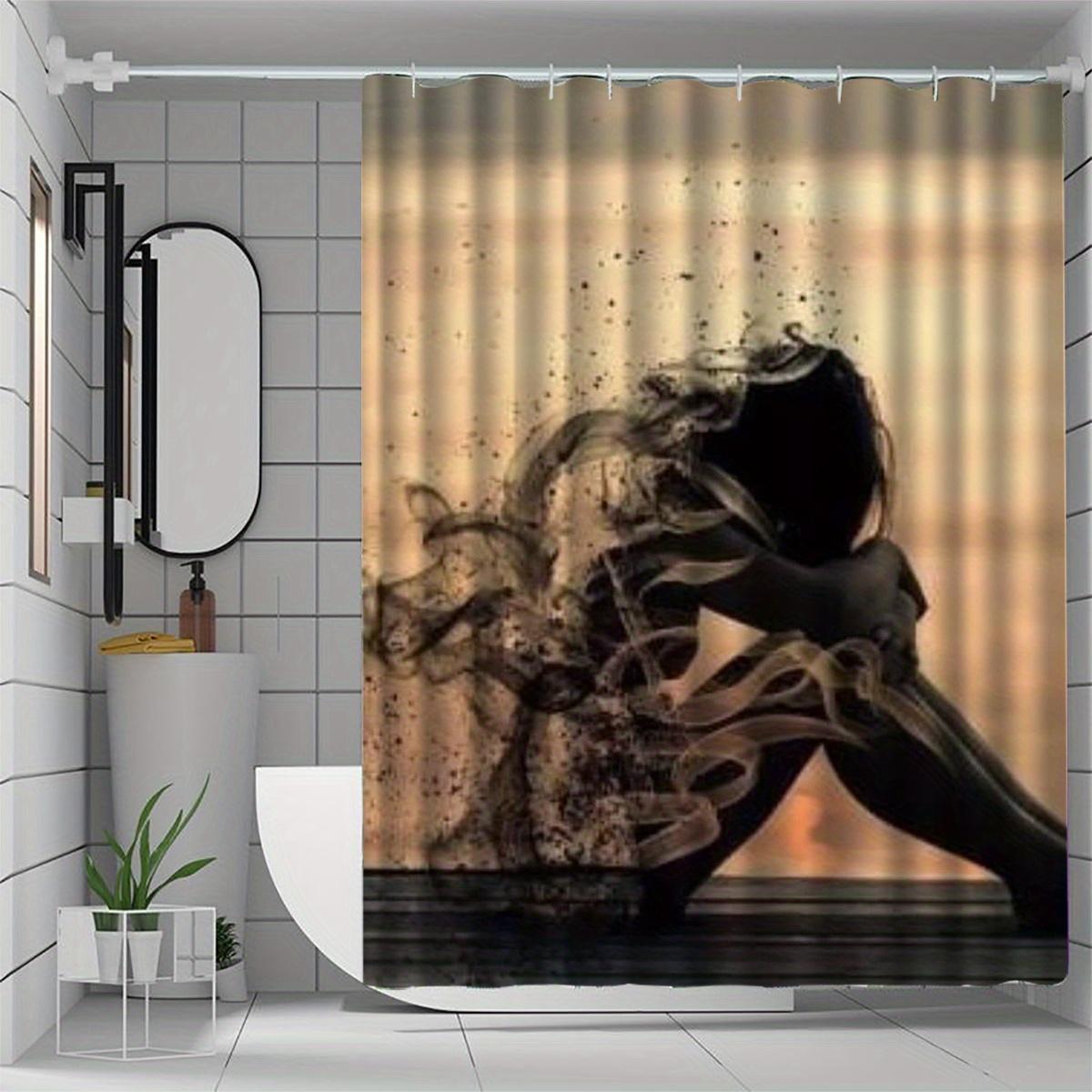 

Elegant Woman Silhouette Shower Curtain - Polyester Woven Fabric, Artistic Bathroom Partition, All-Season Home Decor W60H190(CM)-1 Pcs