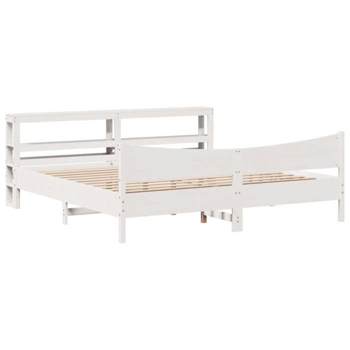 VidaXL Cadre de lit et tête de lit blanc 200x200 cm bois de pin massif, sommier, cadre de lit double, cadre de lit en bois 3306292