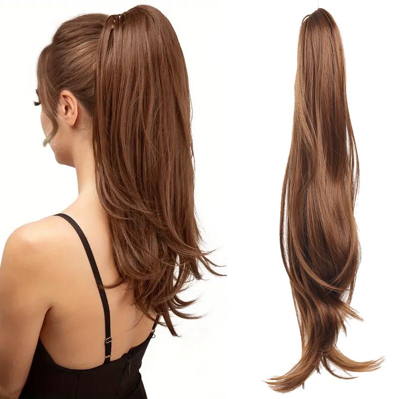 Big Grip Clip Slightly Curled Ponytail Synthetic Wig Ponytail Wig for Women Easy To Wear for Daily Gatherings with Just One Clip