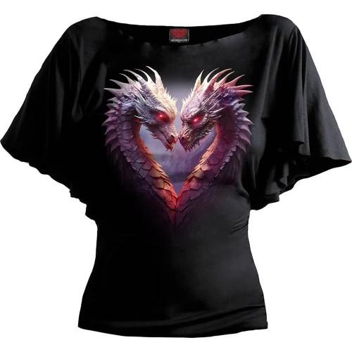 Spiral Direct Dámské/Ladies Heart Of Dragons Boat Neck Netopýří top
