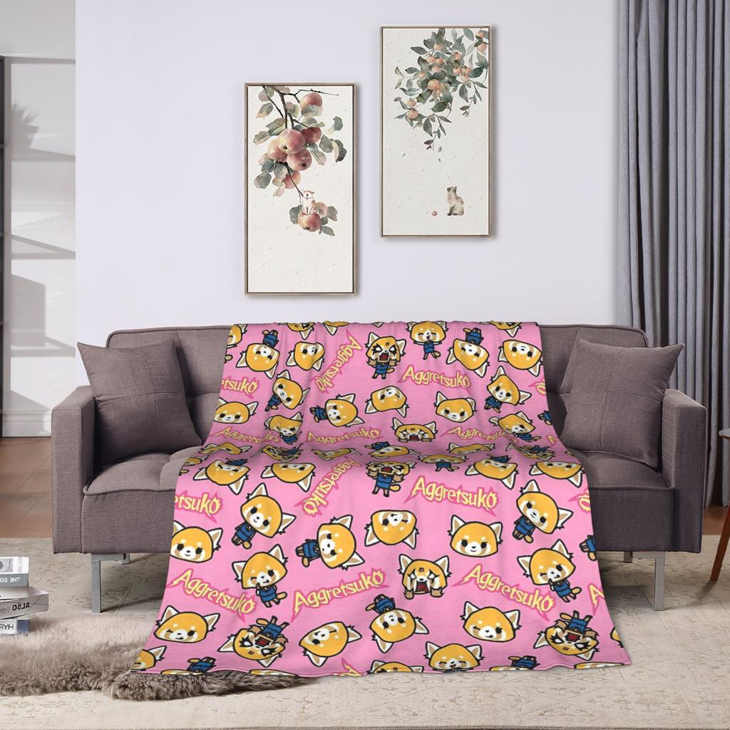 Aggretsuko Soft Warm Blanket  Girls Boys Plush Throw Blanket Print Bedroom Flannel Bedspread Sofa Bed Cover