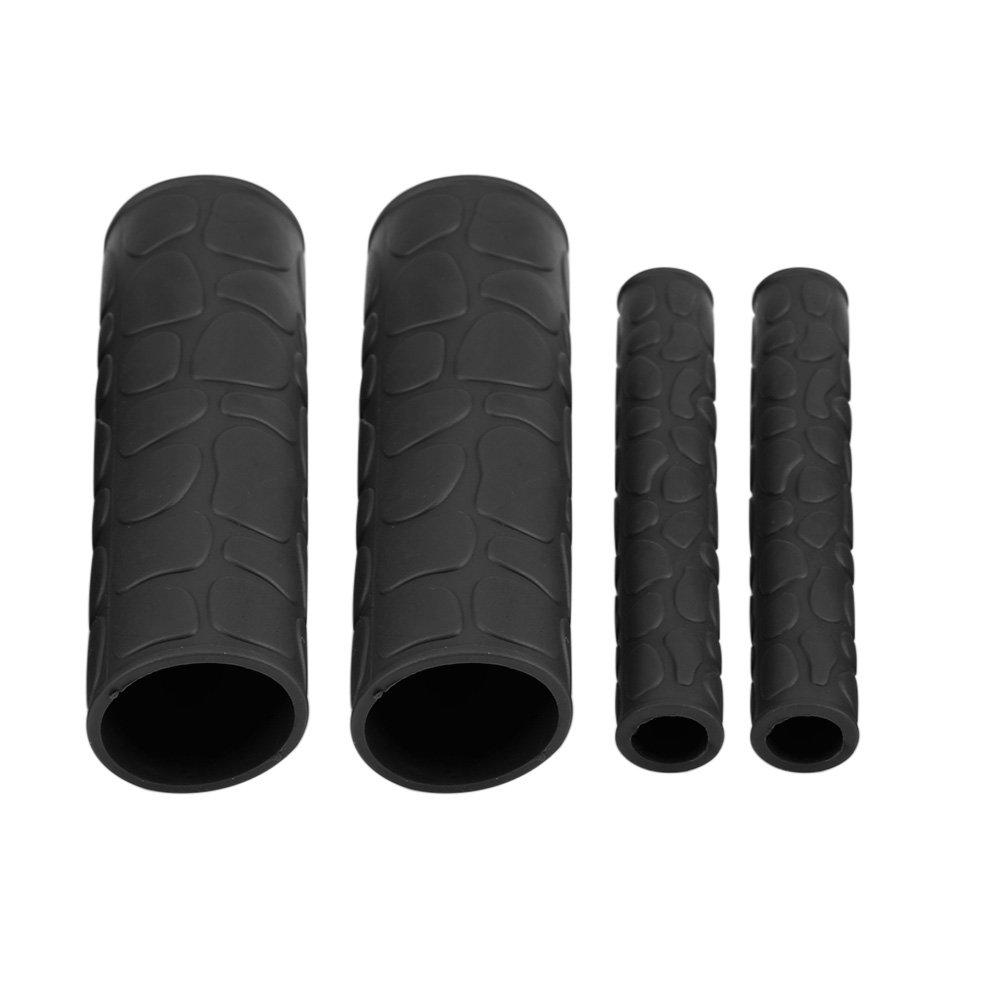 Grip Shrink Tubes Qiilu 1 Pair Universal Motorcycle Anti Slip Soft Rubber Handlebar Grip Cover + Brake Lever Cover (Black)