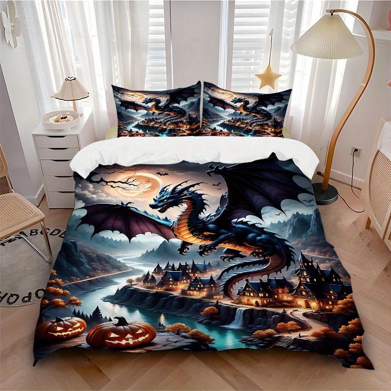 

3pcs Animal-themed divine dragon Soft and Comfortable Breathability, Bedding Set, Machine Washable, Suitable for All Seasons128 135x200cm