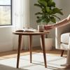 Round Wooden Side Table | Modern Scandinavian Accent Table for Living Room | Lightweight Coffee & Bedside Table, Sofa Side Table Furniture