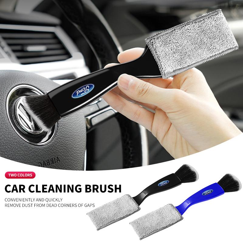 Car Clean Double Head Brush Car Brushes Detailing Interior Soft Detailing Brush Car Interior Accessories For Ford Fiesta MK4 MK5 MK6 MK7