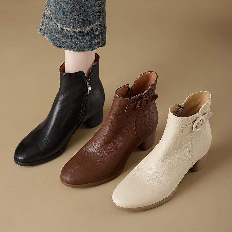 Fashion AIYUQI Women's Ankle Boots 2025 New Fashiona High-heel Women Short Boots Large Size Round-Toed Female Dress Boots
