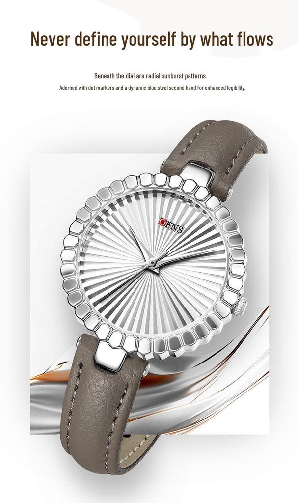 OFNS Light Luxury Women's Quartz Watch - Waterproof, Sunburst Dial, No Numerals