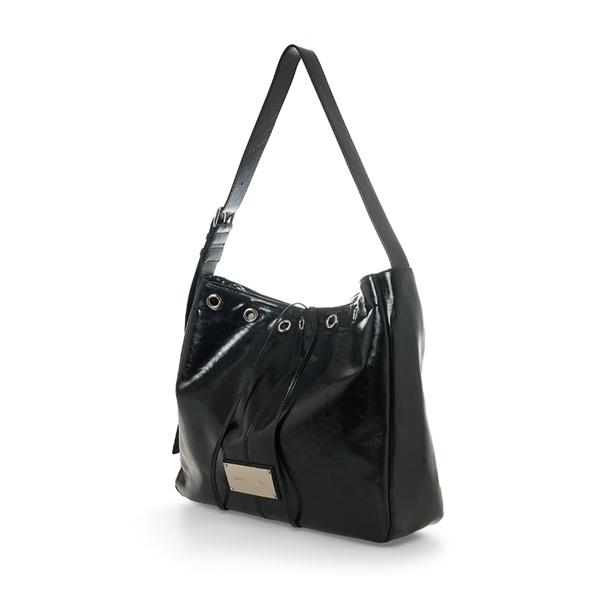 Matin Kim MATIN EYELET POINT LAYERED BIG SHOULDER BAG - Black (Seoul Edition)