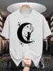 Unisexs Crew Neck T Shirt Mystical Black Cat Moon Star Silhouette Graphic Short Sleeve Casual Cotton Animal Lover Daily Street Tees