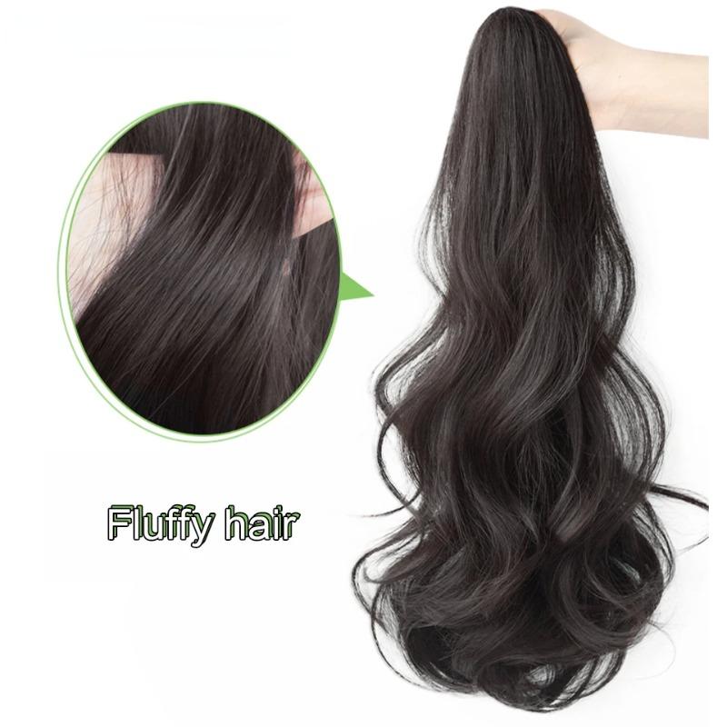 Synthetic Long Curly Hair Band With Grab Clip Ponytail Wig Curly Hair False Ponytail Fluffy Hair Can Be Braided