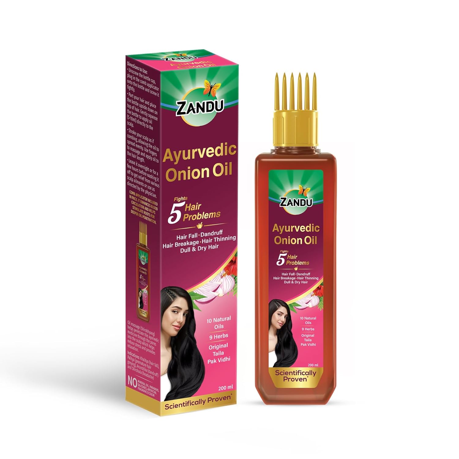 

Zandu Ayurvedic Onion Oil 200ml | 9 Herbs & 10 Natural Oils for Strong Smooth Hair & Dandruff Control