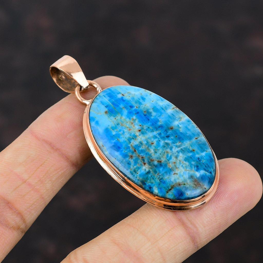 Neon Apatite Pendant Copper Pendant Gemstone Copper Jewelry Handmade Pendant Neon Apatite Jewelry Unique Style Pendant Special Occasion Gift