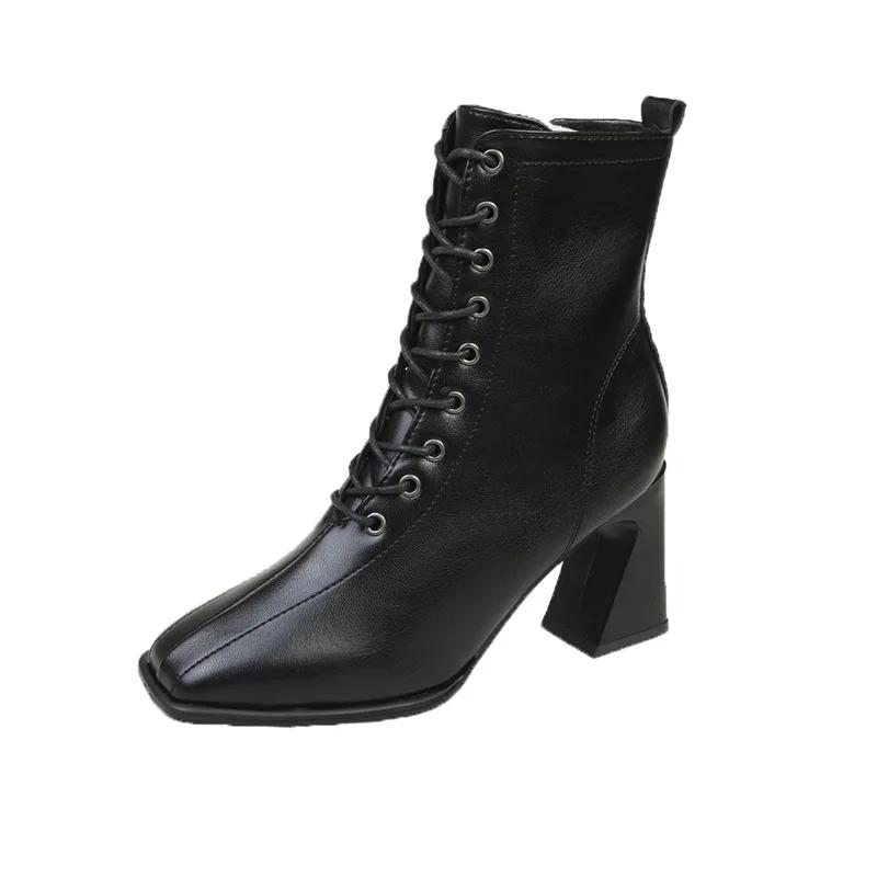 

Ретро и ботильоны на каблуке для женщин, дизайнерские ботильоны с квадратным носком, на молнии, женские повседневные ботинки челси, элегантные женские туфли на каблуке 40 чёрный