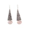 Natural Rose Quartz Gemstone 925 Sterling Silver Jewelry Handmade Earrings 1.9" EE-165-24