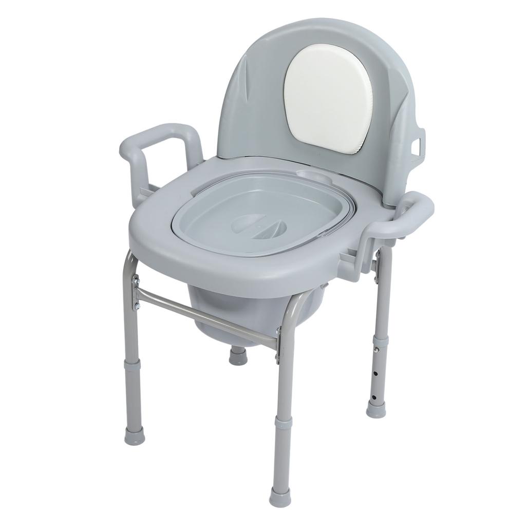 Bedside Commode Toilet Chair 3 Height Adjust Portable Toilet Chair with Backrest for Elderly Pregnan