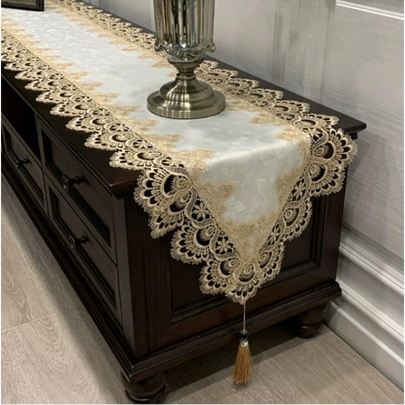 1 stuks Europese Stijl Polyester TV-meubelhoes Kaptafel Tafelkleed Bureau Doek Stofdichte Beschermer voor Koffietafel Decor 40x140cm