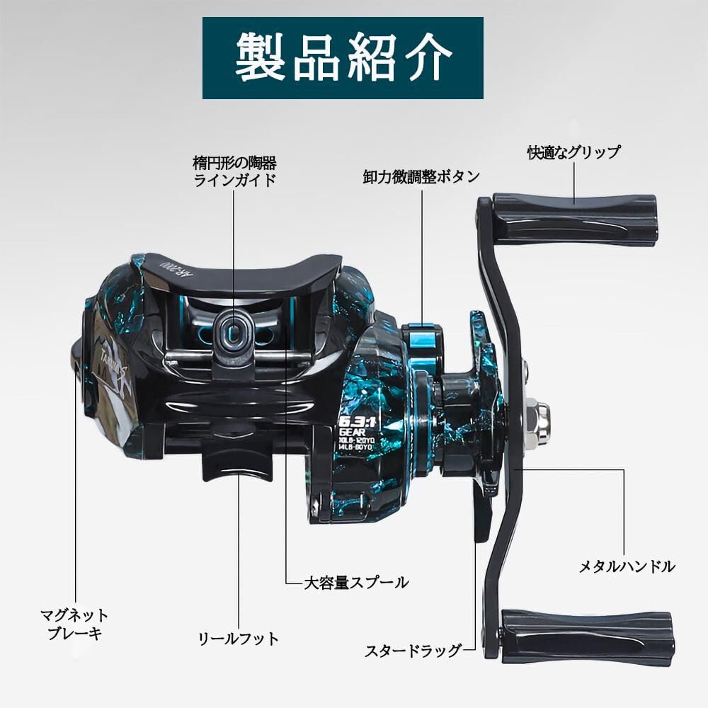 Baitcasting Fishing Reel for Salt and Freshwater Powerful Magnetic Long Max Drag Force Gear Ratio Right Reel, Fishing, Left/Right Handle,