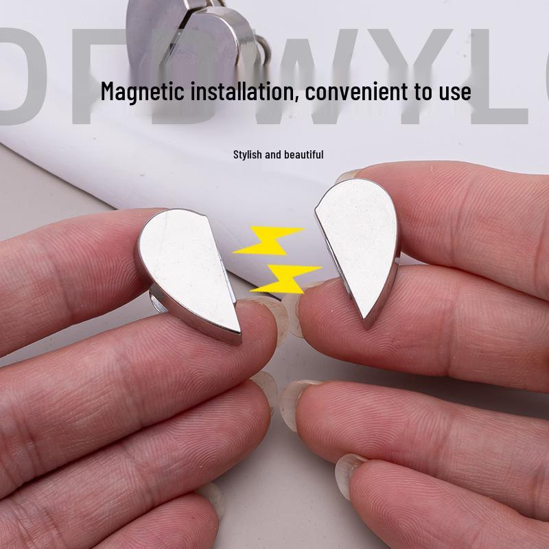 Set Cataramă Magnetică pentru Perdele în Formă de Inimă – Butoane Metalice Detașabile, Blocante de Lumină