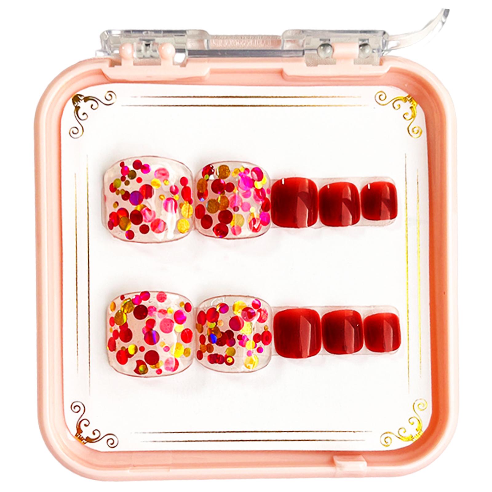 

Привлекательные французские советы Нажмите на ногти на ногах Короткие квадратные ногти на ногах Наклейте красочные накладные ногти для женщин и девочек B