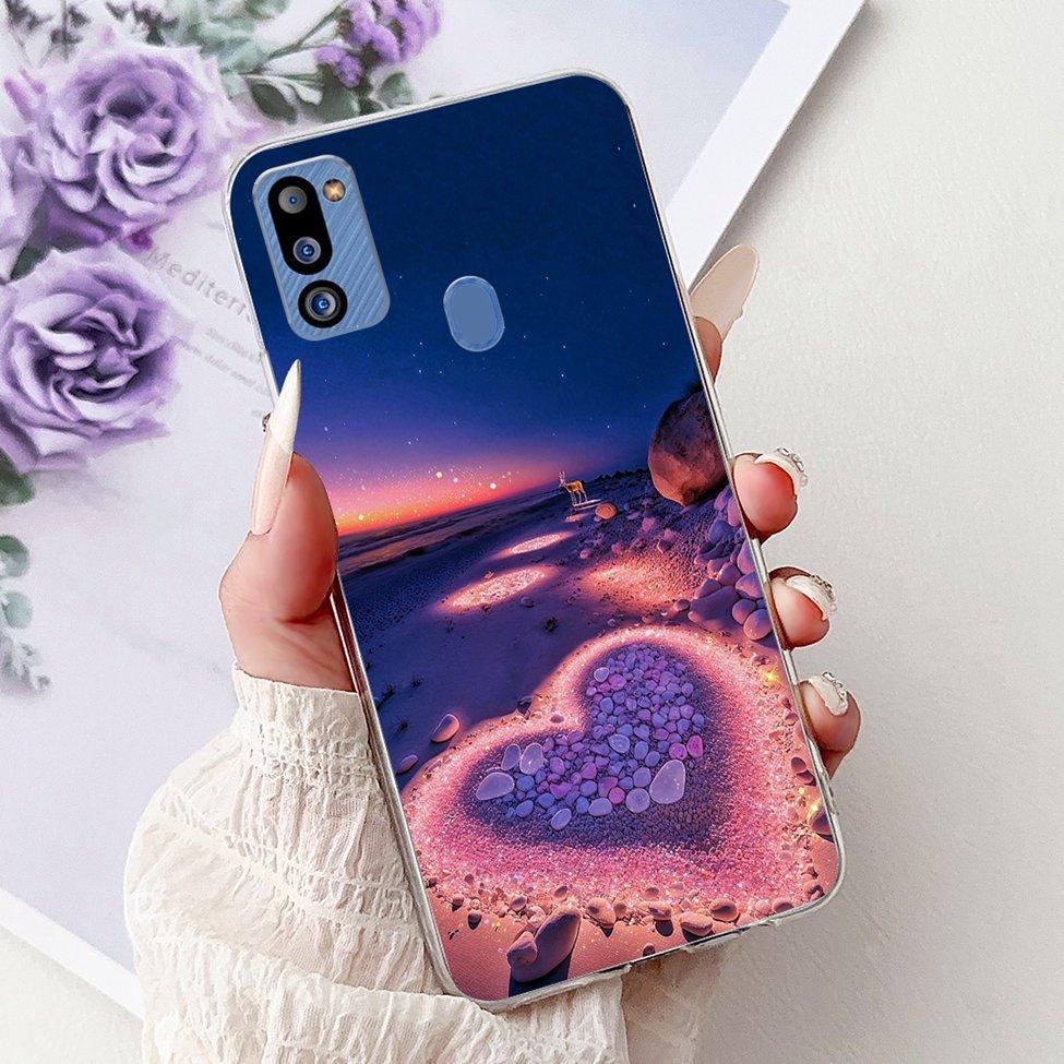 For Samsung M21 2021 Case Clear Fashion Cute Cat Cool Luxury Painted Soft Funda For Samsung Galaxy M21 2021 Back Cover SM-M215G