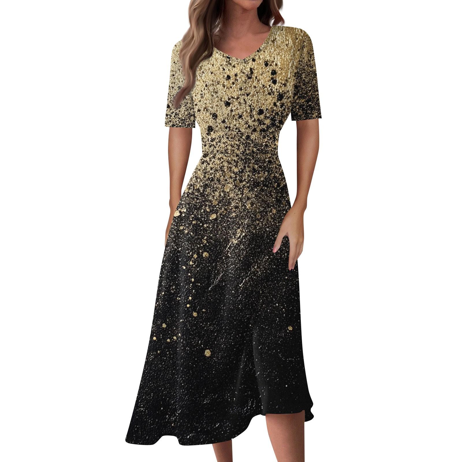 

Женское повседневное модное длинное свободное платье с v-образным вырезом и коротким рукавом на талии XL чёрный