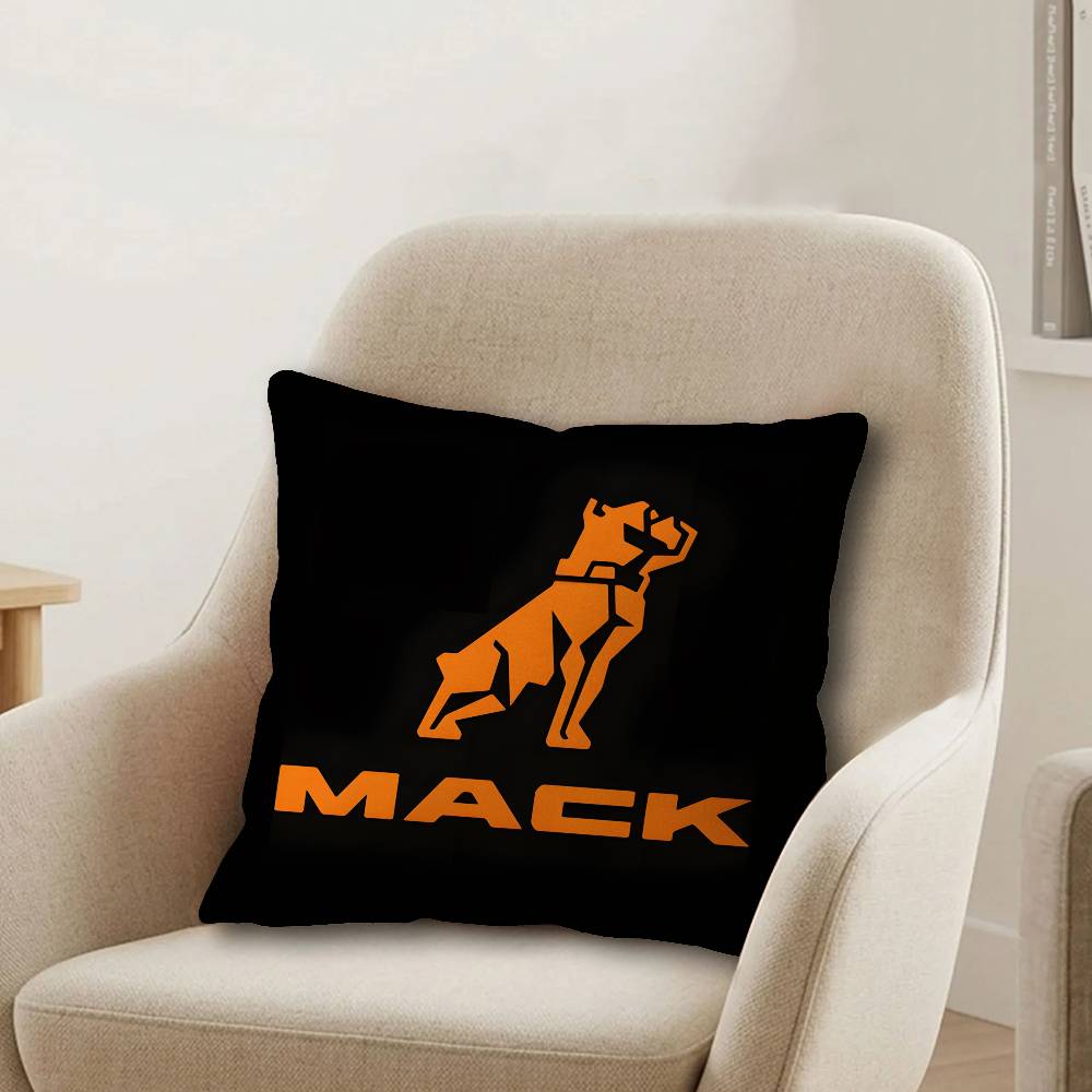 T-Truck Car M-MACKs Logo Pillow Covers Cartoon Sofa Decorative Home Double-sided Printing Short Plush Cute Cushion Cover