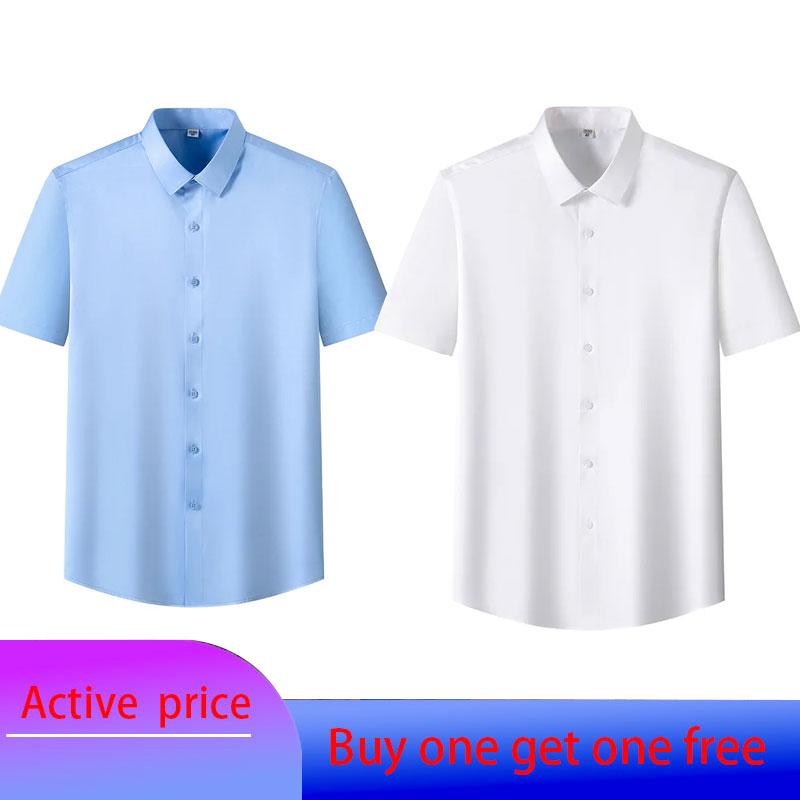 6XL Men's Short Sleeve Shirt Summer New Style Ice Silk Ice Feeling High Quality Large Size No Iron Business and Leisure