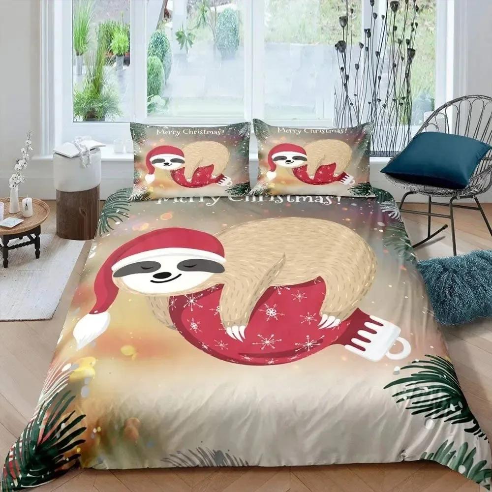 Kids Sloth Cute Animal Pattern Comfortable Duvet Quilt Cover Pillowcase Bedding Set Children Bedroom Decoration Home Textile