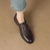 Fashion Women Oxford Low Heel 2025 Spring Shoes for Woman Genuine Leather Brogues Vintage Buckle Loafers Casual Black Brown Girls Shoes