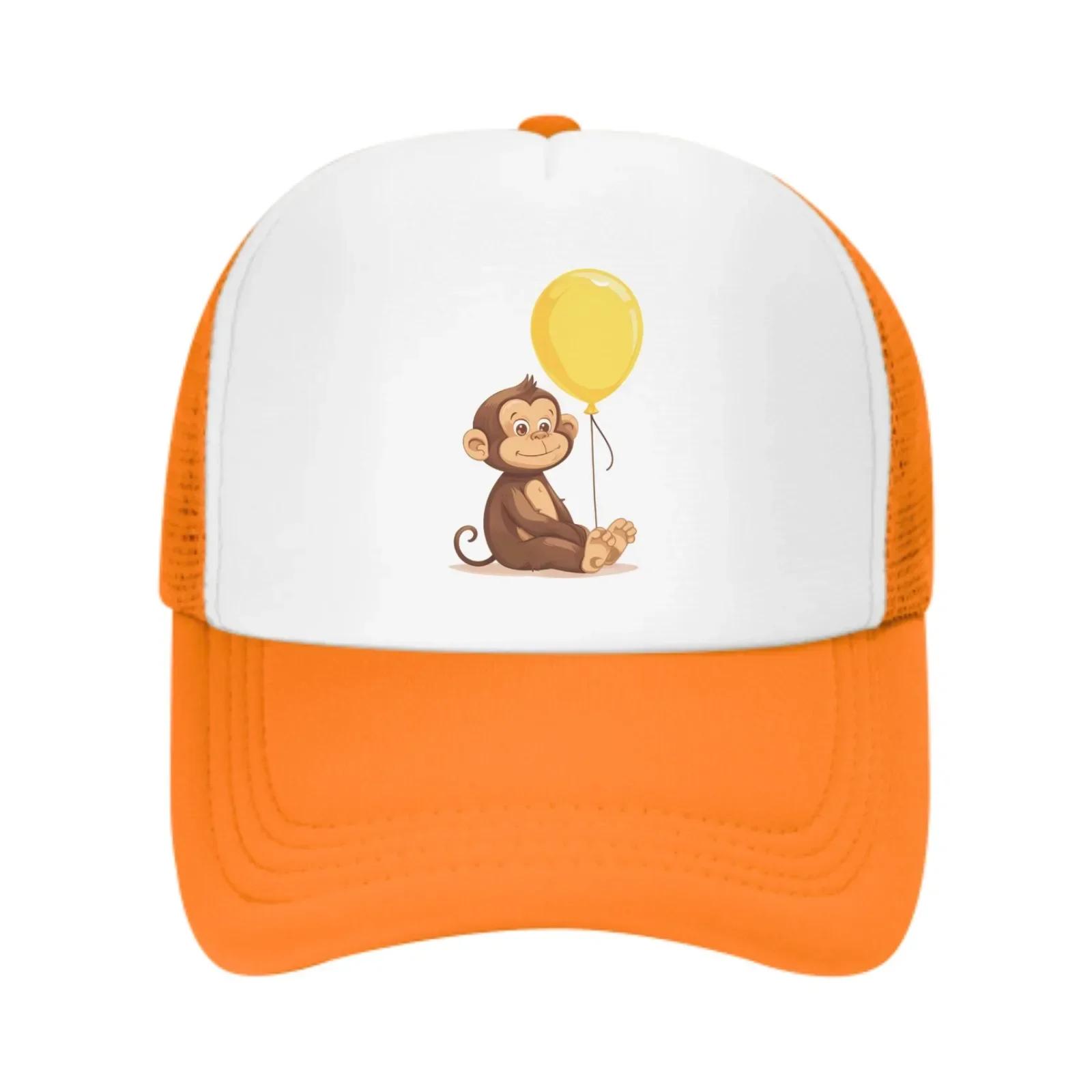 

Cute Monkey Mesh Trucker Hats for Unisex Women Adjustable Casual Fashion Baseball Caps for Outdoor Activities One Size