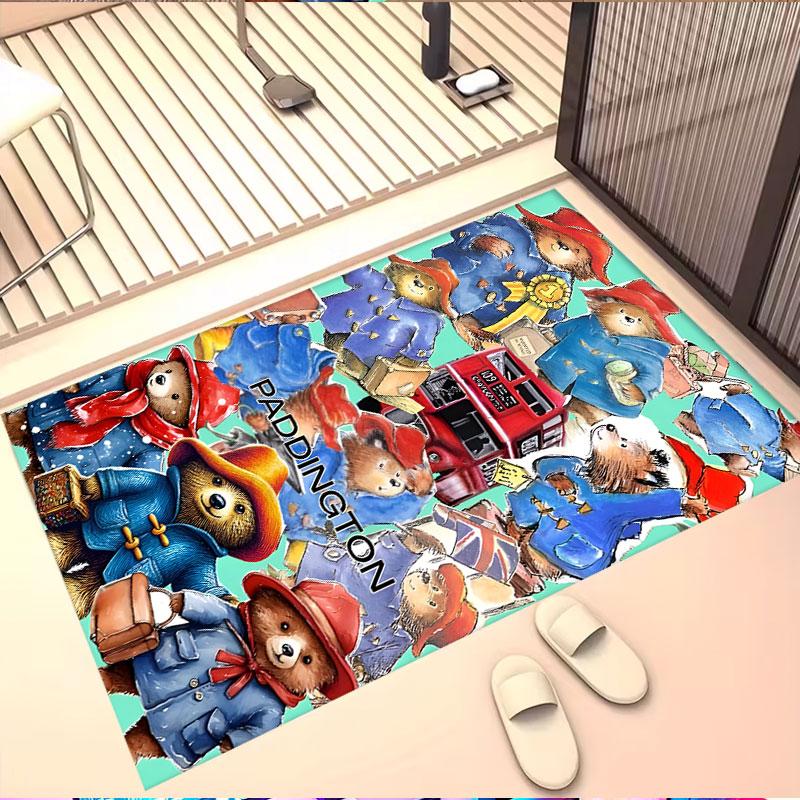 Paddington Bear Print Rug, Washable Floor Carpet, For Entryway Dorm Laundry Room Office Study, Home Decor Birthday Christmas Gift