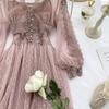 Spring Autumn  New Long Dresses Chic Sweet Temperament Women's  Net Yarn Dress