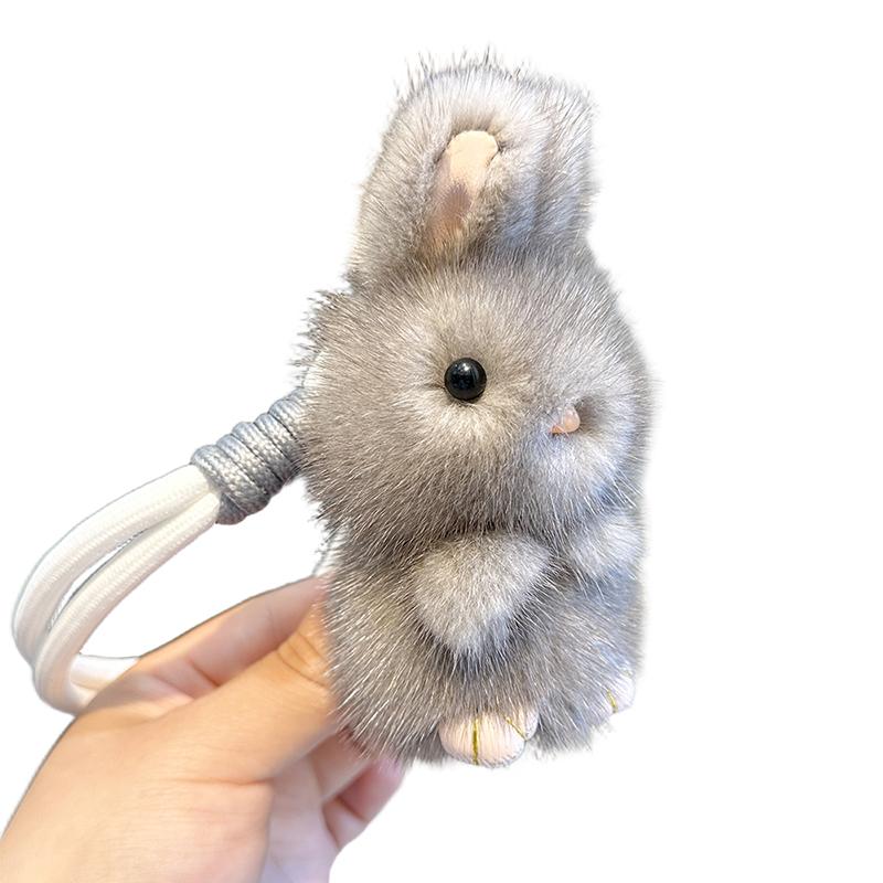 Cute Mink Fur Bunny Keychain Keychain Ladies Car Bag Pendant Fashion Accessories Fluffy Key Ring Girl Bag Pendant