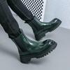 Chelsea Boots Men's High-top Leather Shoes British Style Bright Leather Cigarette Barrel Leather Boots Autumn and Winter Thick-soled Heightening