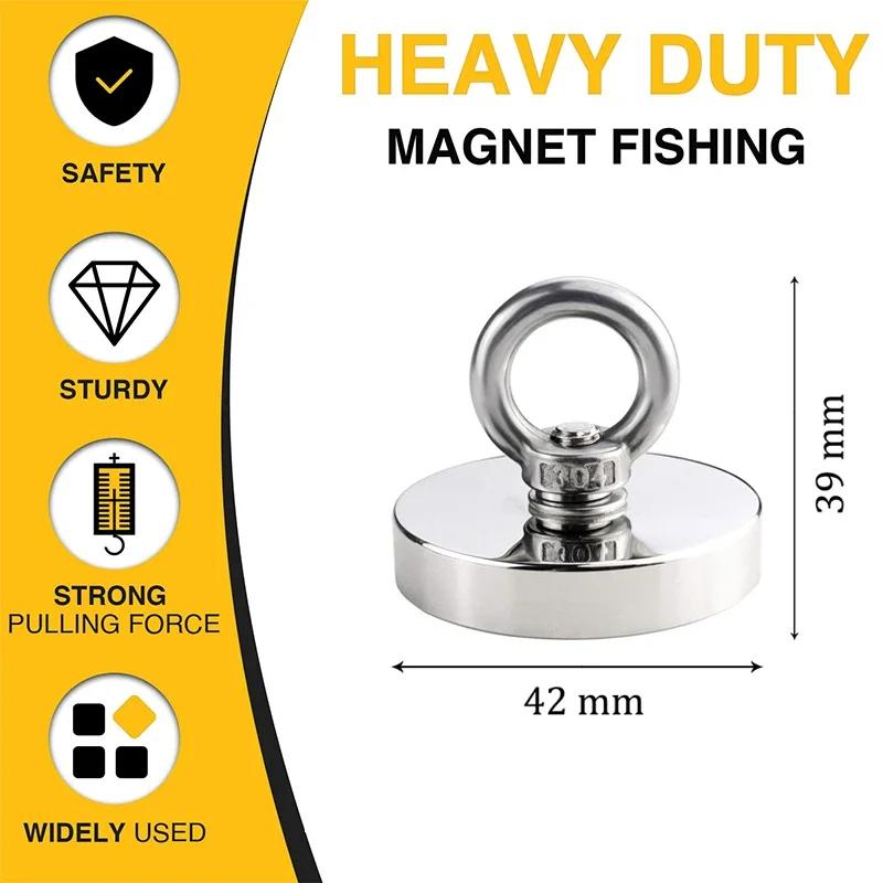 Super Strong Neodymium Fishing Magnet Hook N52 Heavy Duty Rare Earth Magnet with Countersunk Hole Eyebolt Salvage Magnet Imans