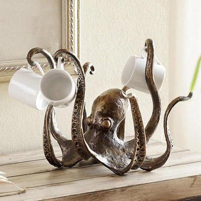 Oktopus-Statue, Kunstharz, Oktopus-Skulptur, Kunsthandwerk, Oktopus-Becherhalter, lustiger Guss-Becherhalter, Schmuckhalter, Desktop-Heimdekoration