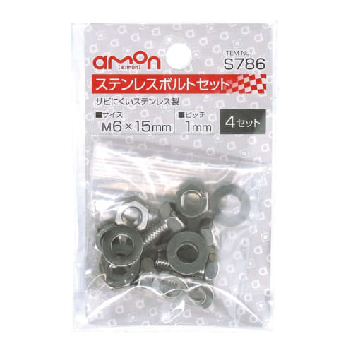 amon Stainless Steel Bolt Set Pitch 1.0mm 6 Length 15mm 4 Sets S786