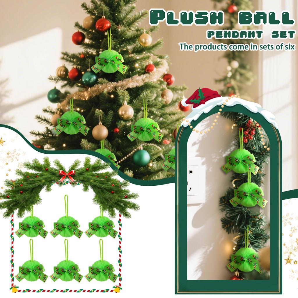 Christmas Bow Plush Ball Pendant, 8 Cm Festive Party Ball Decoration, Festive Pendant, Christmas Tree Pendant