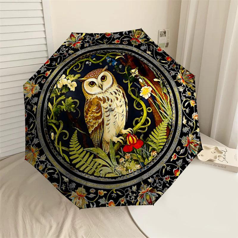 

1PC Owl Forest Umbrella-8-Rib Reinforced, Automatic Open, Lightweight & Durable, Cute Fashion Accessory for Outdoor-P2650
