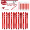 Feela 30 Pack Retractable Red Ink Gel Pens Set Medium Point 15 Piece Fine Point Gel Pen with 15 Refills for Smooth Writing