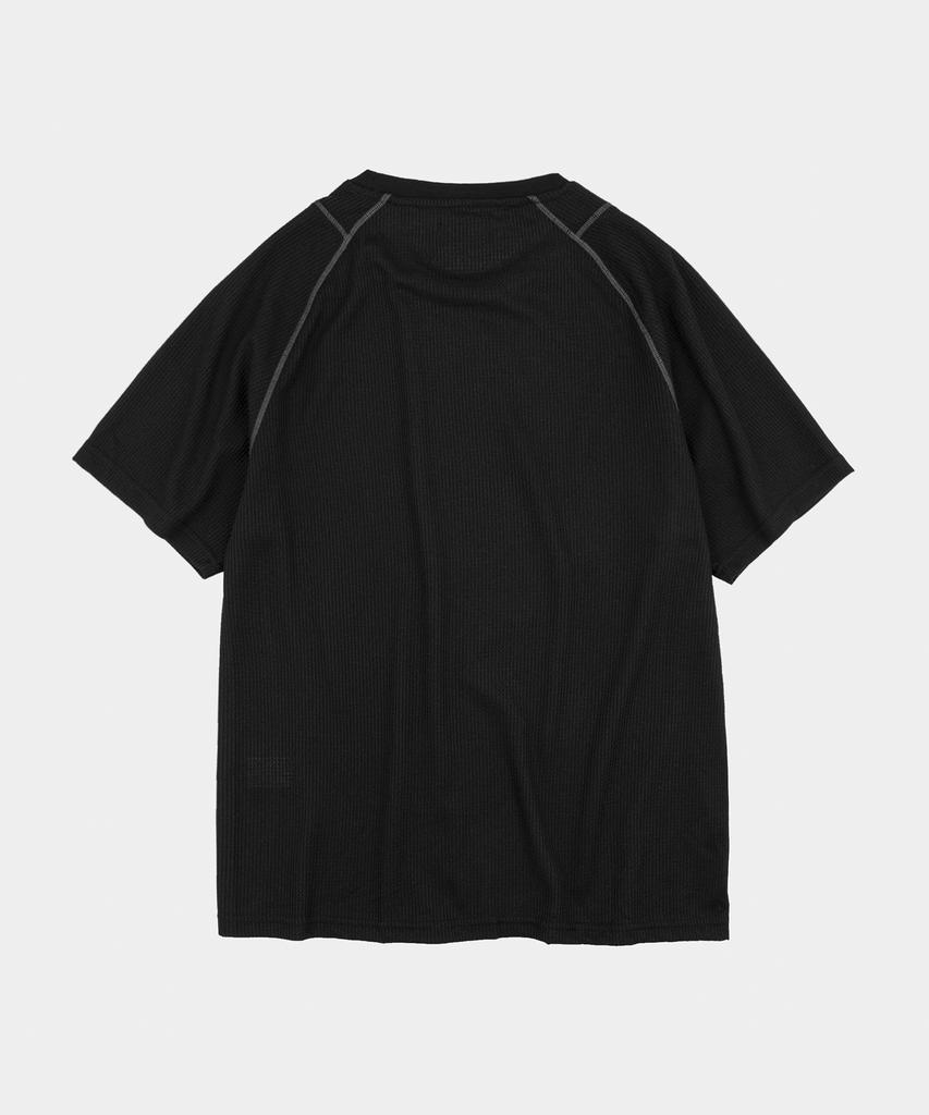LETTERCOMO Raio Shell Waffle Sleeve Short Sleeve T-Shirt Black
